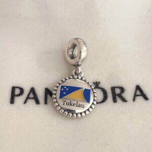 Pandora Tokelau Flag Dangle Charm S925 Sterling Silver Pendant